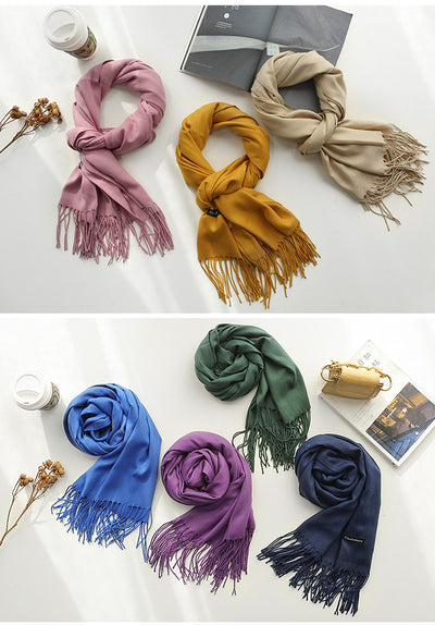 Bufanda de Cashmira Artificial Liso para Mujer 220g - Chal Cálido y Elegante - Image 53