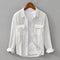 Camisa Retro a Rayas con Bolsillos y Mangas Largas