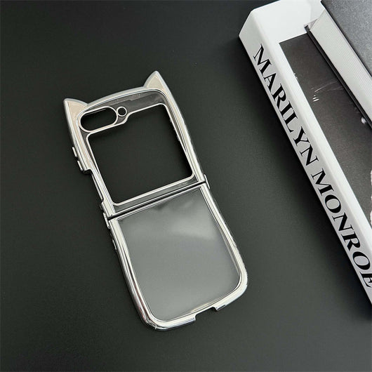 Funda Plegable para Teléfono con Orejas de Gato y Acabado Electrochapado Transparente - Image 12