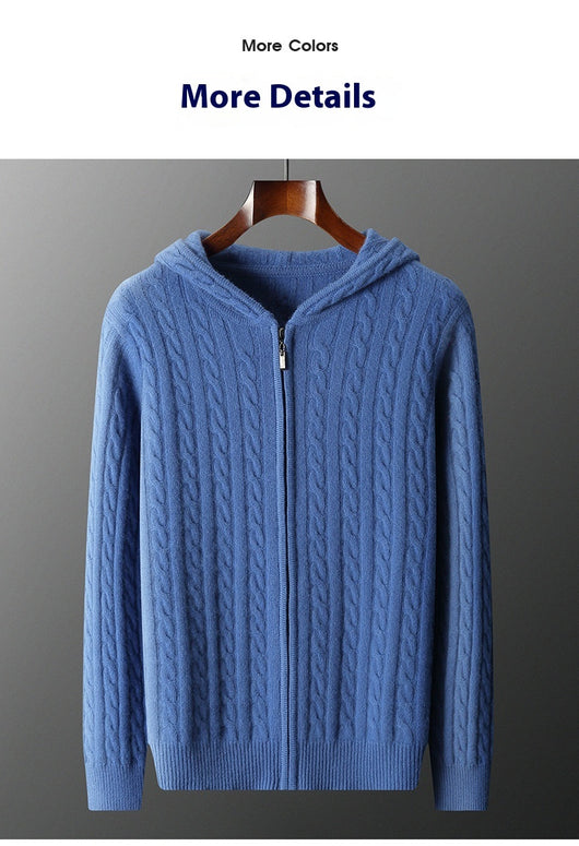 Suéter Tejido Grueso con Capucha y Mangas Largas Sueltas para Hombre - Image 16
