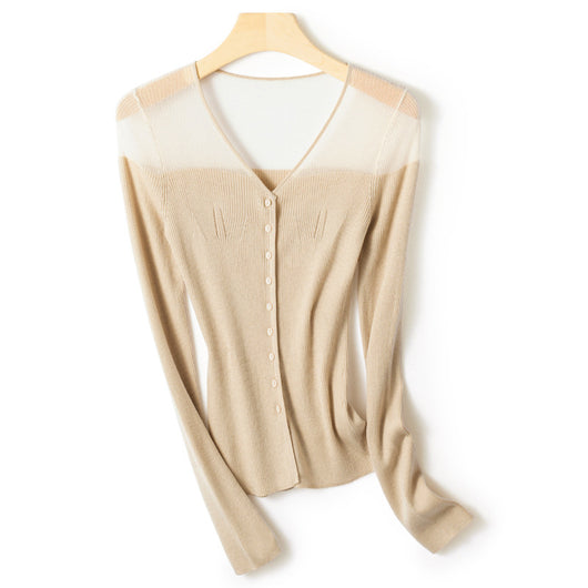 Blusa Escote Profundo Abotonada Manga Larga - Image 5