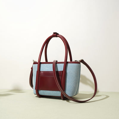 Bolsa Bandolera de Cuero y Denim - Diseño Artesanal de Dos Texturas - Image 3