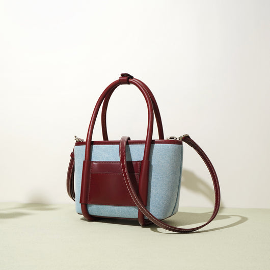 Bolsa Bandolera de Cuero y Denim - Diseño Artesanal de Dos Texturas - Image 3