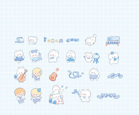 Waxy Ji Blue Mian Series cartoon stickers featuring cute bears and a boy in space with planets, stars, and rockets. - Image 7