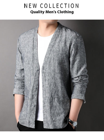 Camisa Casual Manga Larga Escote V para Hombre - Image 12