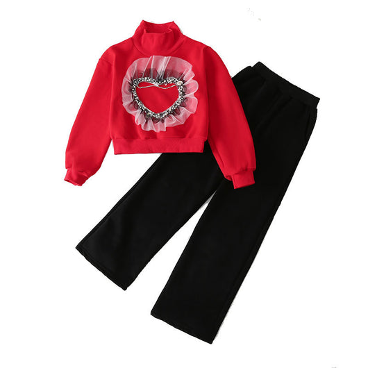 Conjunto de Dos Piezas con Estampado de Corazones - Pantalón Casual Trendy - Image 4