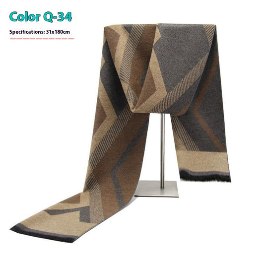 Bufanda Ejecutiva de Cachemira Rayada para Hombre Invierno - Image 39