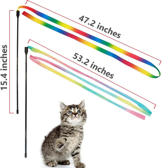 Varita Interactiva Arcoíris para Gatos - Juguete Teaser con Cintas de Colores - Image 4