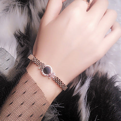 Pulsera Brazalete Números Romanos Oro Rosa Acero Inoxidable para Parejas - Image 9