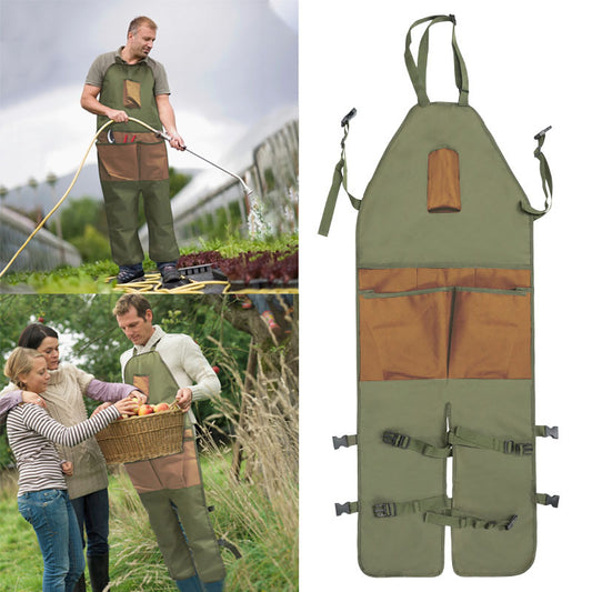 Delantal de Jardinería Protector con Cobertura de Piernas y Múltiples Bolsillos