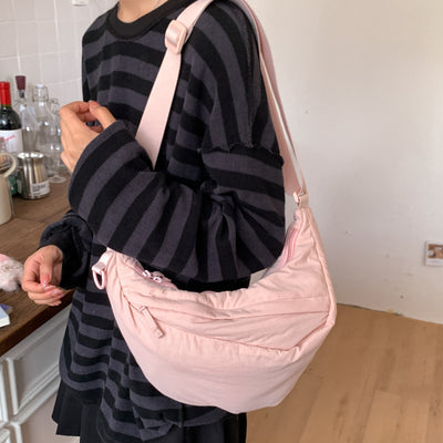 Bolsa Casual de Gran Capacidad Dumpling de Color Sólido Versátil