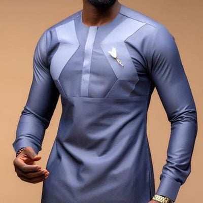 Camisa Casual Azul Slim Fit con Cuello de Pie para Jóvenes - Image 8
