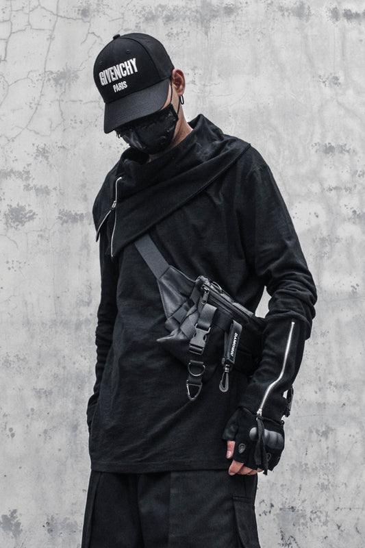 Camiseta Holgada de Cuello Alto Irregular para Hombre