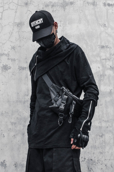 Camiseta Holgada de Cuello Alto Irregular para Hombre