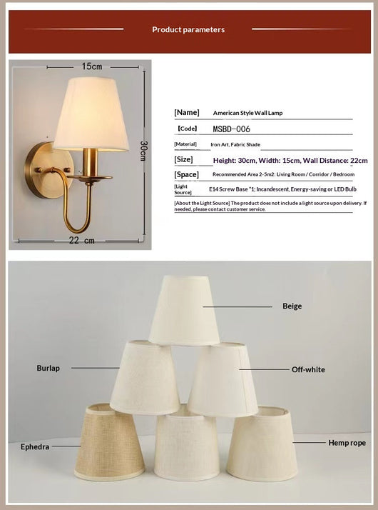 Aplique de Pared Doble Cabezal Estilo Antiguo Cobre Europeo para Dormitorio - Image 12