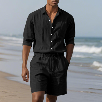 Conjunto de Playa: Camisa Manga Larga y Shorts Casuales - Image 25