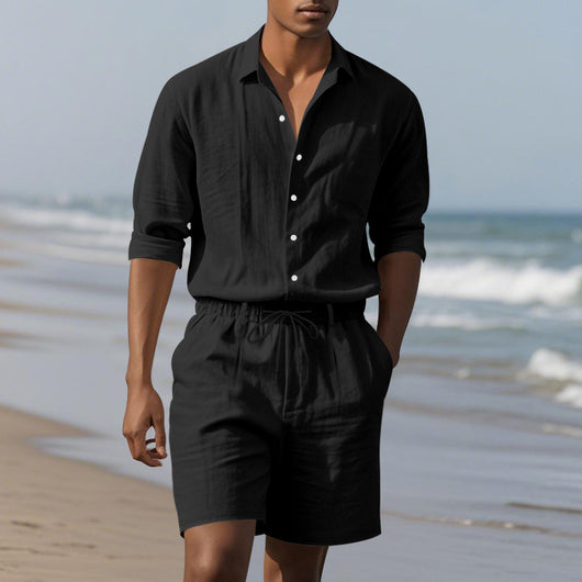 Conjunto de Playa: Camisa Manga Larga y Shorts Casuales - Image 25