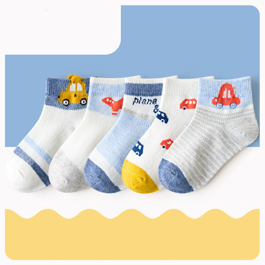 Calcetines Infantiles de Malla con Diseño de Autos de Algodón - Image 4