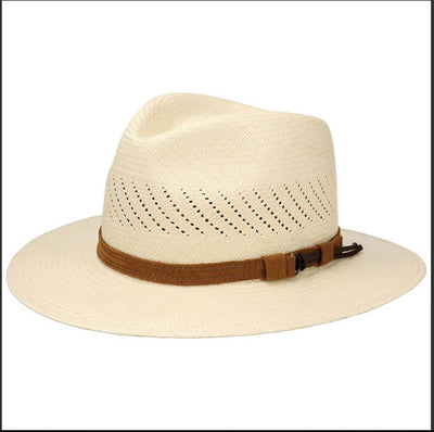 Sombrero Jazz de Paja con Cinta Rayada y Ala Plana - Image 5