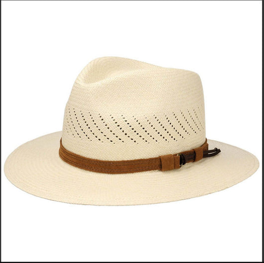 Sombrero Jazz de Paja con Cinta Rayada y Ala Plana - Image 5