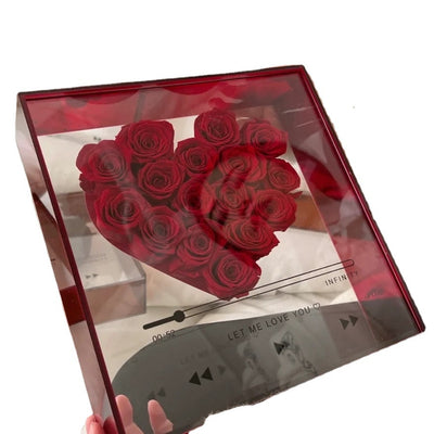 Caja Acrílica Transparente con Flores Eternas - Regalo Romántico para San Valentín - Image 2