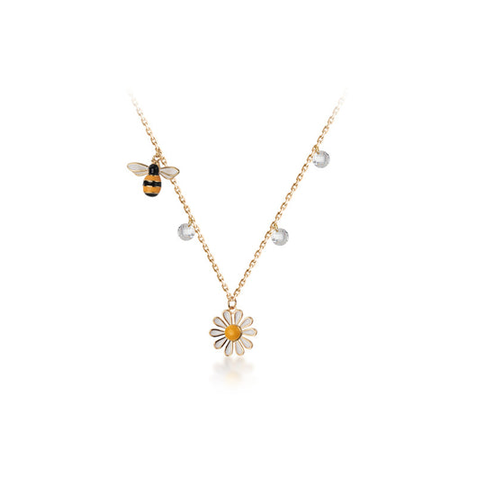 Collar Delicado de Margarita Blanca y Abeja Dorada - Cadena de Clavícula - Image 2