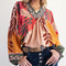 Blusa Suelta de Cuello en V y Manga Larga