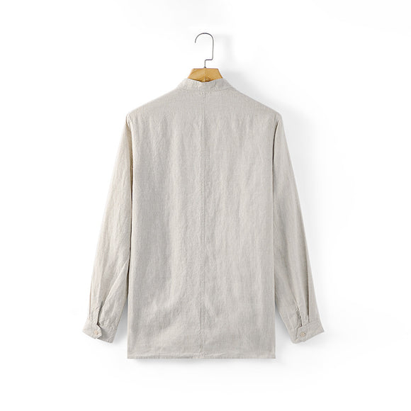 Camisa de Lino Suelta Casual para Hombre