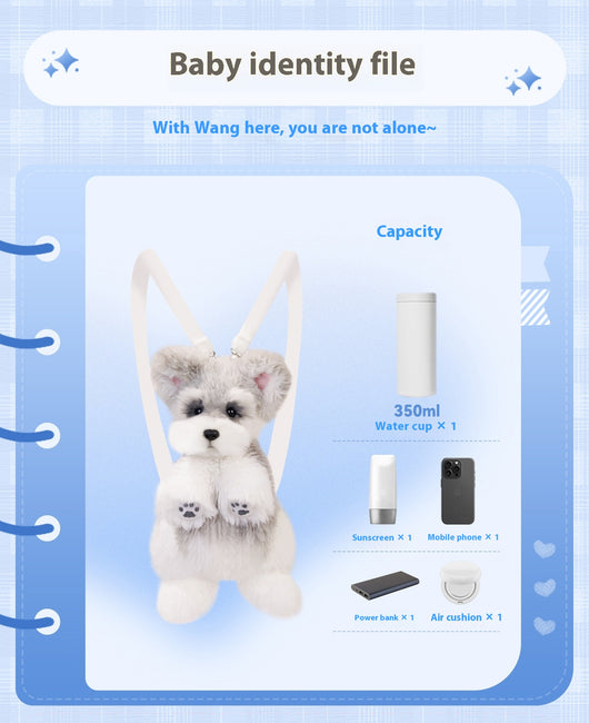 Mochila Peluche Schnauzer - Juguete de Simulación Realista - Image 9