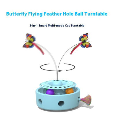Juguete Interactivo 3 en 1 para Gatos con Plataforma Giratoria, Mariposas y Plumas - Image 13