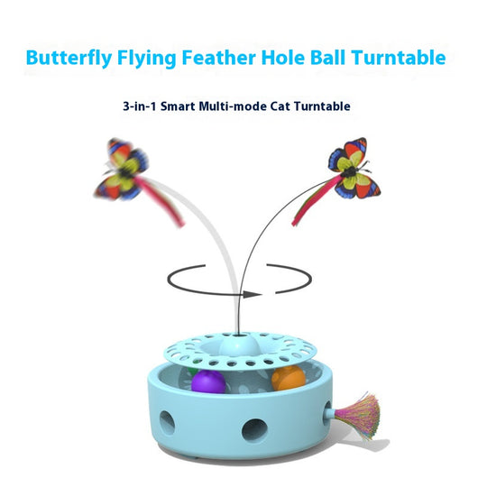 Juguete Interactivo 3 en 1 para Gatos con Plataforma Giratoria, Mariposas y Plumas - Image 13