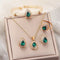 Conjunto de Joyería Mujer Serie Gota de Agua con Gemas - Collar, Aretes, Anillo y Pulsera
