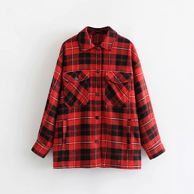 Chaqueta Tweed Cuadros para Mujer con Bolsillos y Botones - Image 15