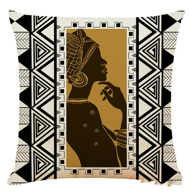 Funda de Almohada Geométrica de Algodón y Lino con Bordado Artístico - Image 9