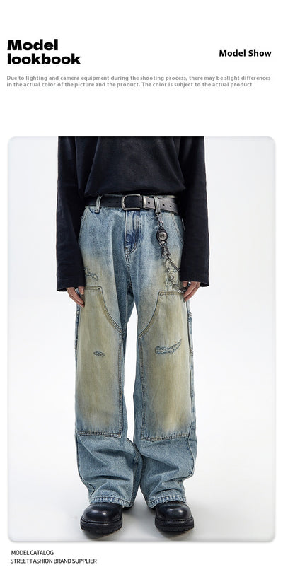 Jeans Rectos Vintage Desteñidos Estilo Americano - Image 19