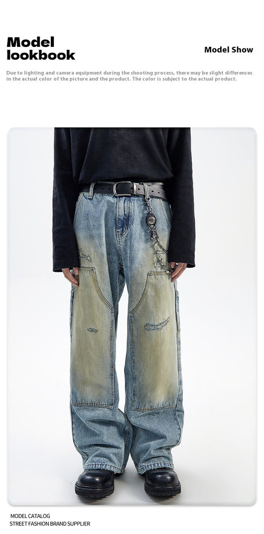 Jeans Rectos Vintage Desteñidos Estilo Americano - Image 19