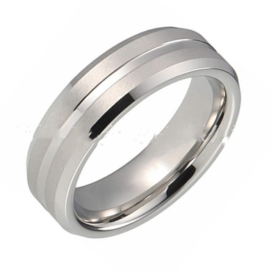 Anillo de Tungsteno Plateado Cepillado - Image 3