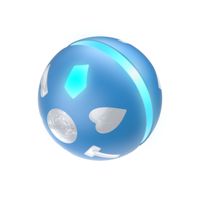 Blue smart electric pet toy ball with glowing light accents and a 'BENTOPAL' logo, designed for cats and small dogs. - Image 2