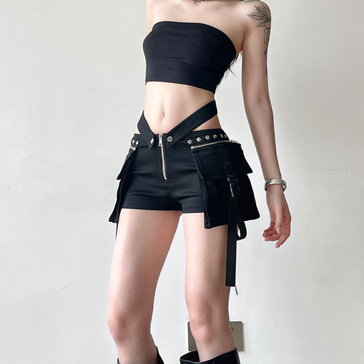 Shorts Casuales para Mujer con Diseño de Costura V y Cintura Ajustable - Estilo Hot Girl - Image 3