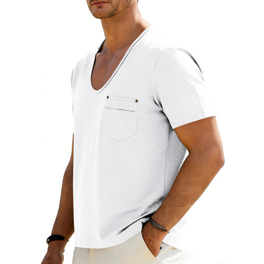 Playera Holgada Casual para Hombre con Cuello Amplio y Mangas Cortas - Image 14