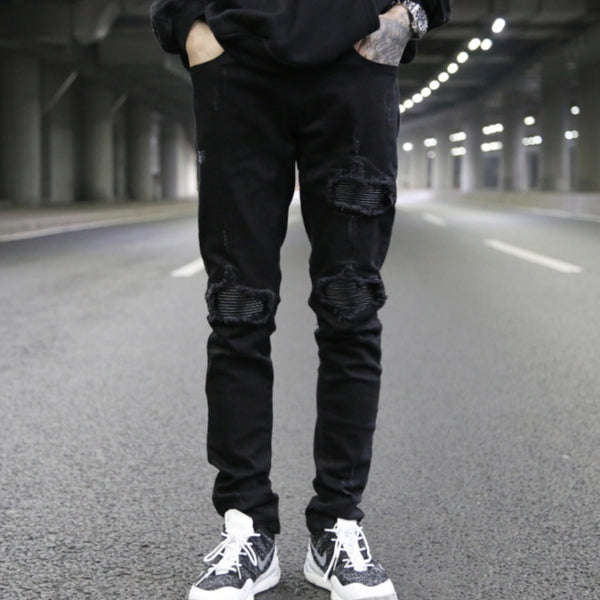 Jeans Slim Fit Elásticos con Parches de Costura PU