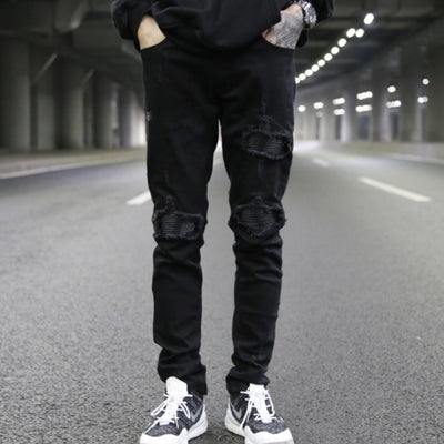 Jeans Slim Fit Elásticos con Parches de Costura PU