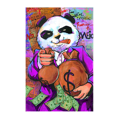 Cuadro Canvas Panda Morado - Arte Divertido con Bolsa de Dinero - Image 15