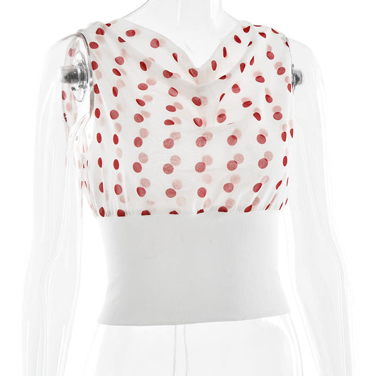 Blusa Crop Top Chiffon con Lunares y Espalda Descubierta - Top Casual Verano - Image 35