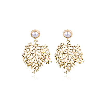 Aretes de Aleación con Forma de Coral para Mujer - Image 2
