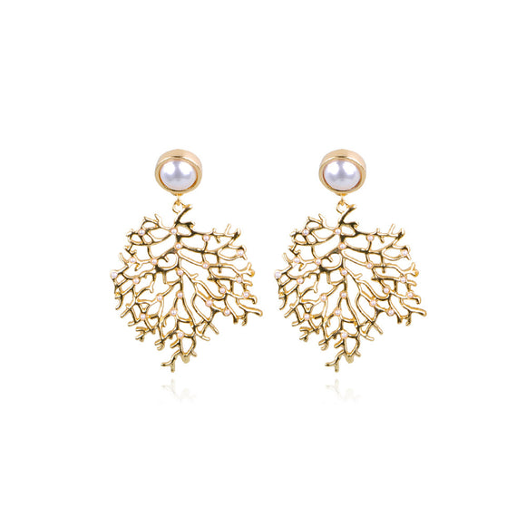 Aretes de Aleación con Forma de Coral para Mujer
