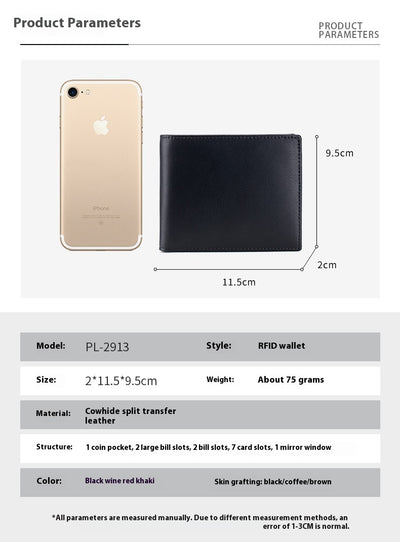 Billetera Trifold de Cuero Genuino para Hombre - Multifuncional - Image 14