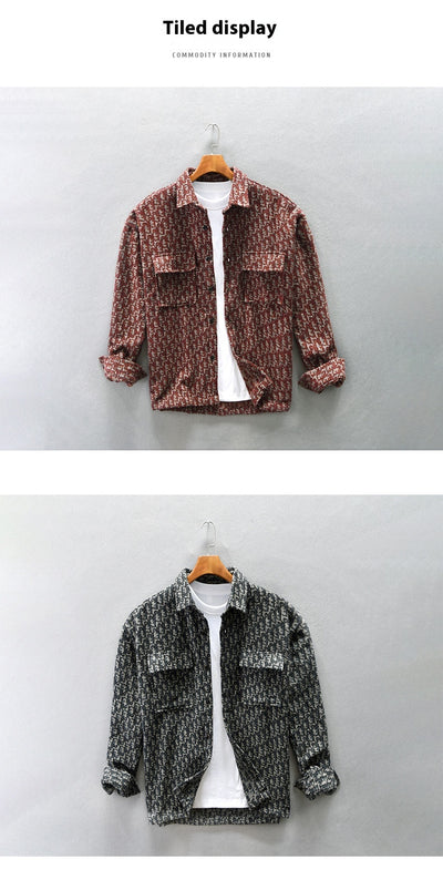 Abrigo Camisero de Lana Cuadros Houndstooth Hombros Caídos para Hombre - Image 9