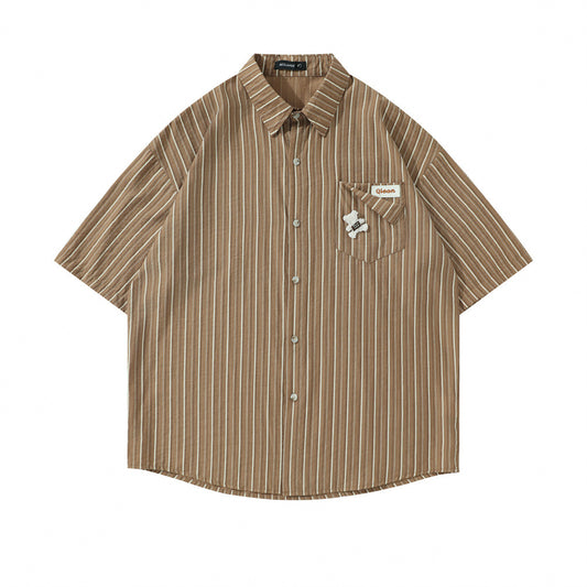 Camisa Suelta de Rayas Verticales para Hombre