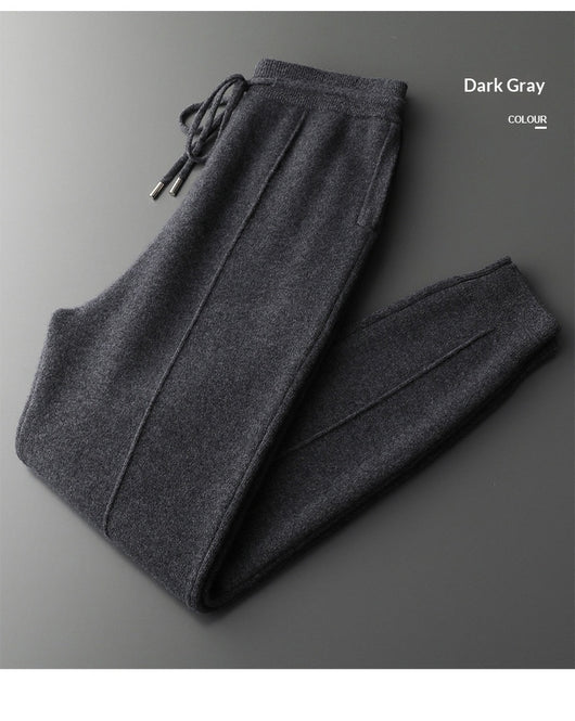 Pantalones de Lana Tejidos con Puño Cálido para Hombre - Casual Ejecutivo Primavera Otoño - Image 14